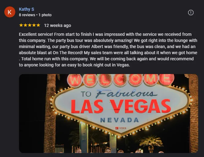 5 star Google review of GXP Tours